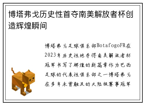 博塔弗戈历史性首夺南美解放者杯创造辉煌瞬间